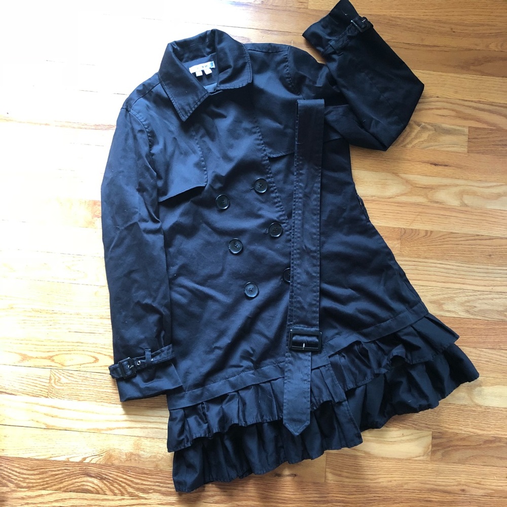 Appraisal, size medium black dress coat w/ ruffles